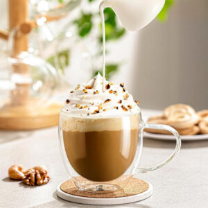 alpha hub’s professional grade double walled borosilicate glass coffee cup with handle – heat resistant & lead free