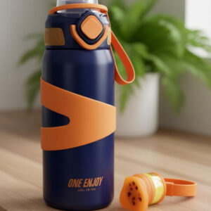 alpha hub’s one enjoy 500ml vacuum insulated sports bottle with anti slip silicone grip – stainless steel