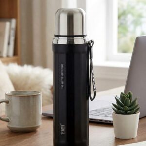 yimi premium insulated stainless steel vacuum flask with integrated cup & carry strap – 500ml/750ml