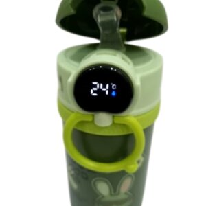 smart digital led temperature display thermos – insulated stainless steel green water bottle with ring handle