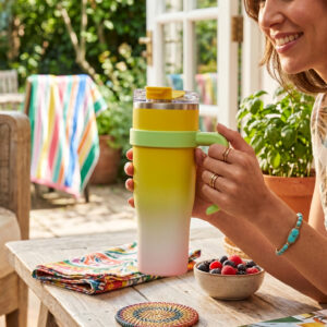 alphahub's elite matte stealth yellow white mug – double wall insulated travel tumbler – 650ml