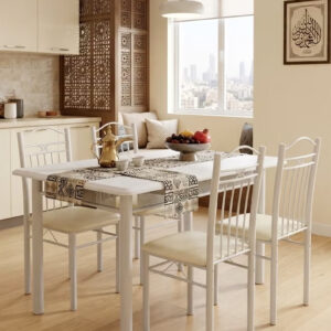 5 Pieces, Wooden Dining Tables With 4 Chair Set 120*75 CM - Image 1