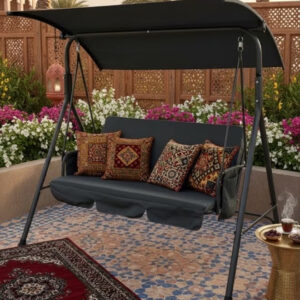 3-Seater Swing Patio With Weather Resistant Adjustable Tilt Canopy 155*110*170CM - Image 11