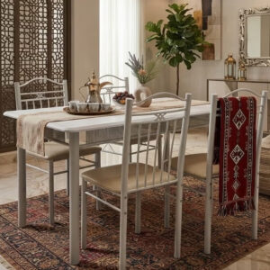 5 Pieces, Wooden Dining Tables With 4 Chair Set 120*75 CM - Image 2