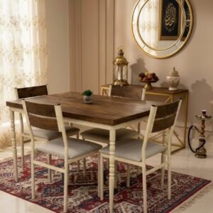 Wood And Metal Dining Table With 4 Chairs Set - Image 4