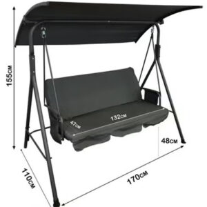 3-Seater Swing Patio With Weather Resistant Adjustable Tilt Canopy 155*110*170CM - Image 13