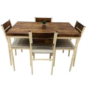 Wood And Metal Dining Table With 4 Chairs Set - Image 8
