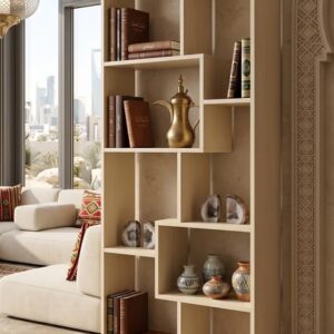 Modern Wooden Geometric Bookcase and Display Shelf - Image 1