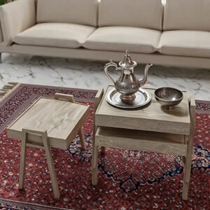 3 Pieces Turkish Wooden Serving Tables Set 56x35x45 CM - Image 4