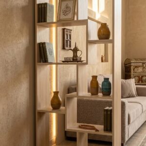 Modern Wooden Geometric Bookcase and Display Shelf - Image 2