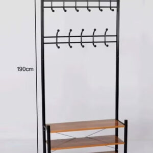 Black metal clothes hanger, stand, and organizer consisting of 3 shelves - Image 10