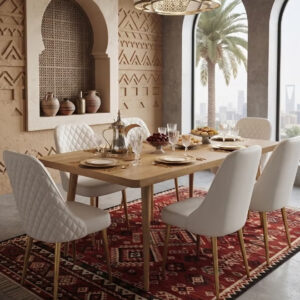 Dining Table With 6 Chairs Set 160x90 CM - Image 4