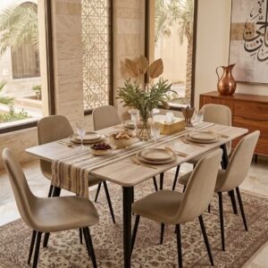 Dining Table With 6 Chairs Set 150x90 CM - Image 3