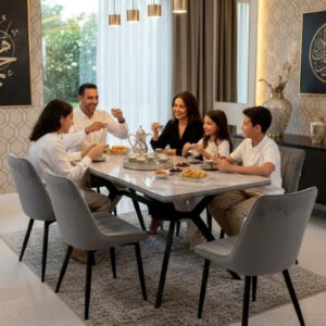 Dining Table With 6 Chairs Set 150x75x75 CM - Image 2