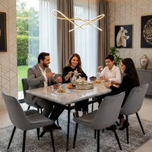 Dining Table With 6 Chairs Set 150x75x75 CM - Image 4