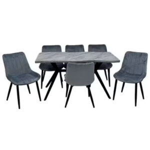 Dining Table With 6 Chairs Set 150x75x75 CM - Image 5