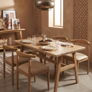 Modern Dining Table Set with 4 Padded Chairs - Image 1
