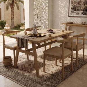 Modern Dining Table Set with 4 Padded Chairs - Image 2