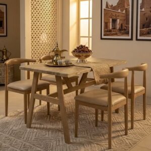 Modern Dining Table Set with 4 Padded Chairs - Image 7