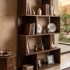 Wooden Geometric Bookshelf and Open Display Organizer Unit - Image 6