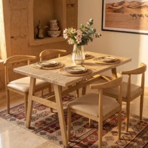 Modern Dining Table Set with 4 Padded Chairs - Image 4