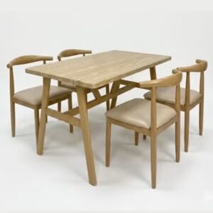 Modern Dining Table Set with 4 Padded Chairs - Image 3