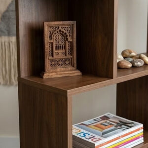 Wooden Geometric Bookshelf and Open Display Organizer Unit - Image 4