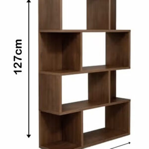 Wooden Geometric Bookshelf and Open Display Organizer Unit - Image 9