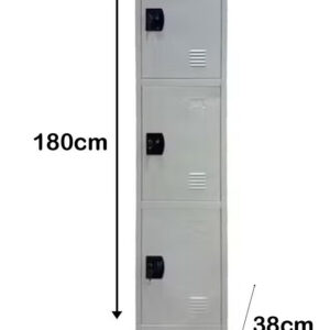 Metal 3-door Locker Storage Cabinet 45x38x180 CM - Image 6