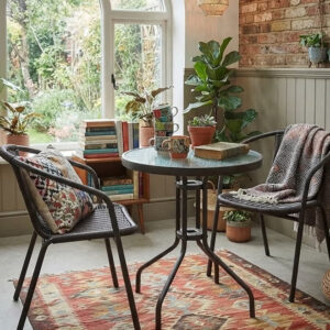 3-Pieces Patio Outdoor Garden Table With 2 Chairs - Image 1