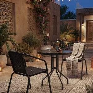 3-Pieces Patio Outdoor Garden Table With 2 Chairs - Image 2