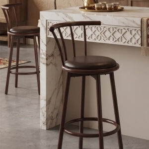 Bar Stool, Chair Footrest High Stool with Backs, Upholstered Counter Height Stools Bar Chairs for Kitchen - Image 13