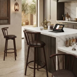 Bar Stool, Chair Footrest High Stool with Backs, Upholstered Counter Height Stools Bar Chairs for Kitchen - Image 9