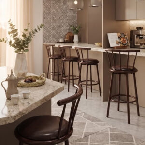 Bar Stool, Chair Footrest High Stool with Backs, Upholstered Counter Height Stools Bar Chairs for Kitchen - Image 7