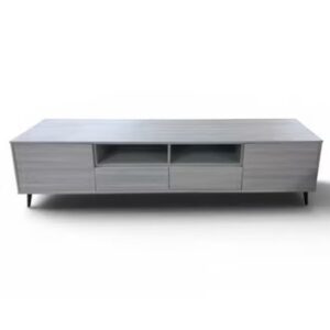 Modern wooden TV table with drawers and open storage shelves - Image 8